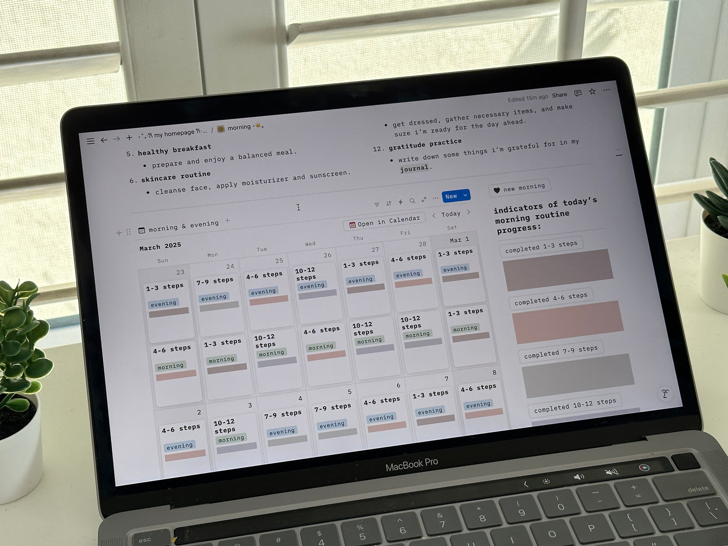 morning & evening routine - sage green themed notion template