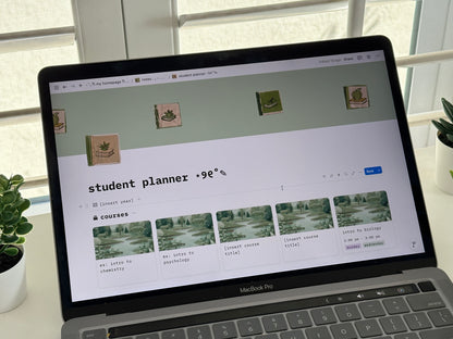 student planner - sage green themed notion template