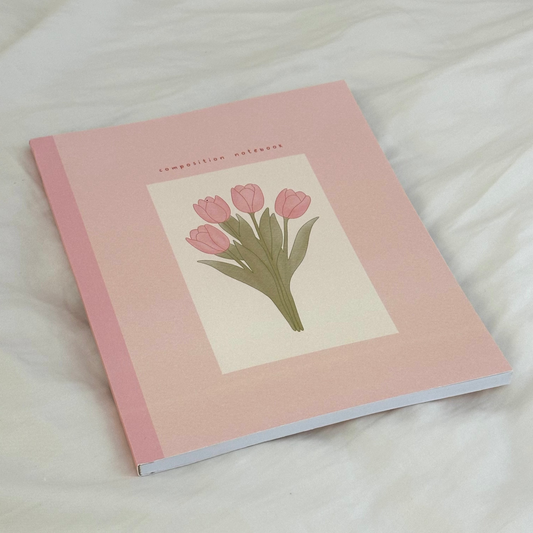 pink ditsy floral composition notebook