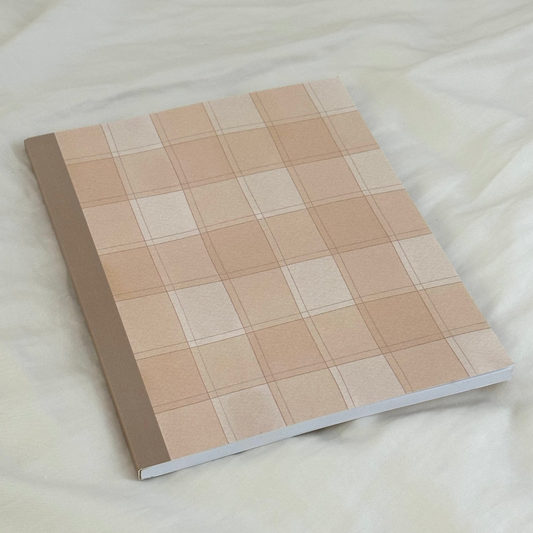 beige checkered pattern composition notebook