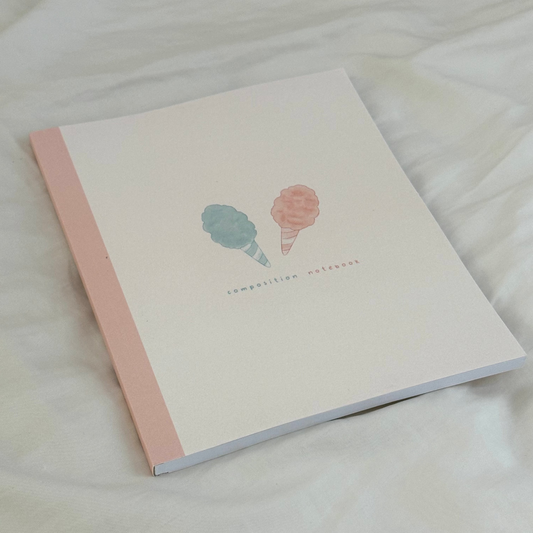 blue & pink composition notebook