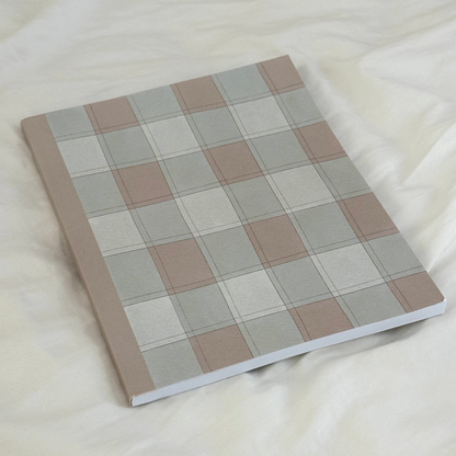 green & brown checkered composition notebook