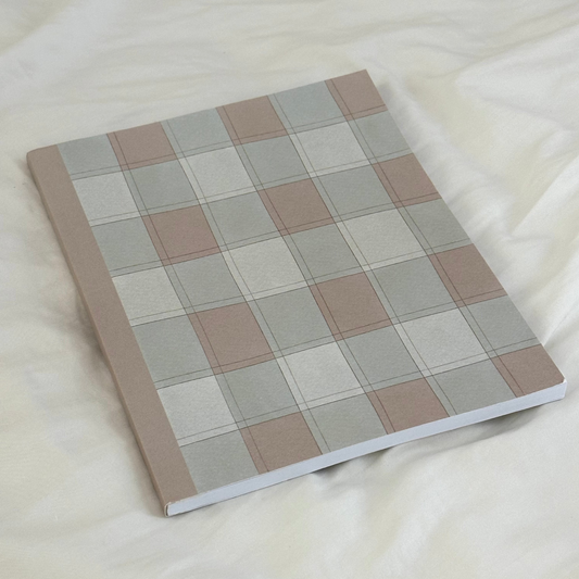 green & brown checkered composition notebook