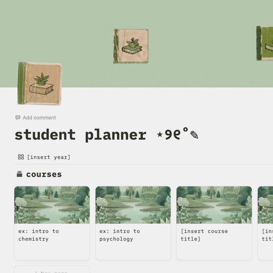 student planner - sage green themed notion template